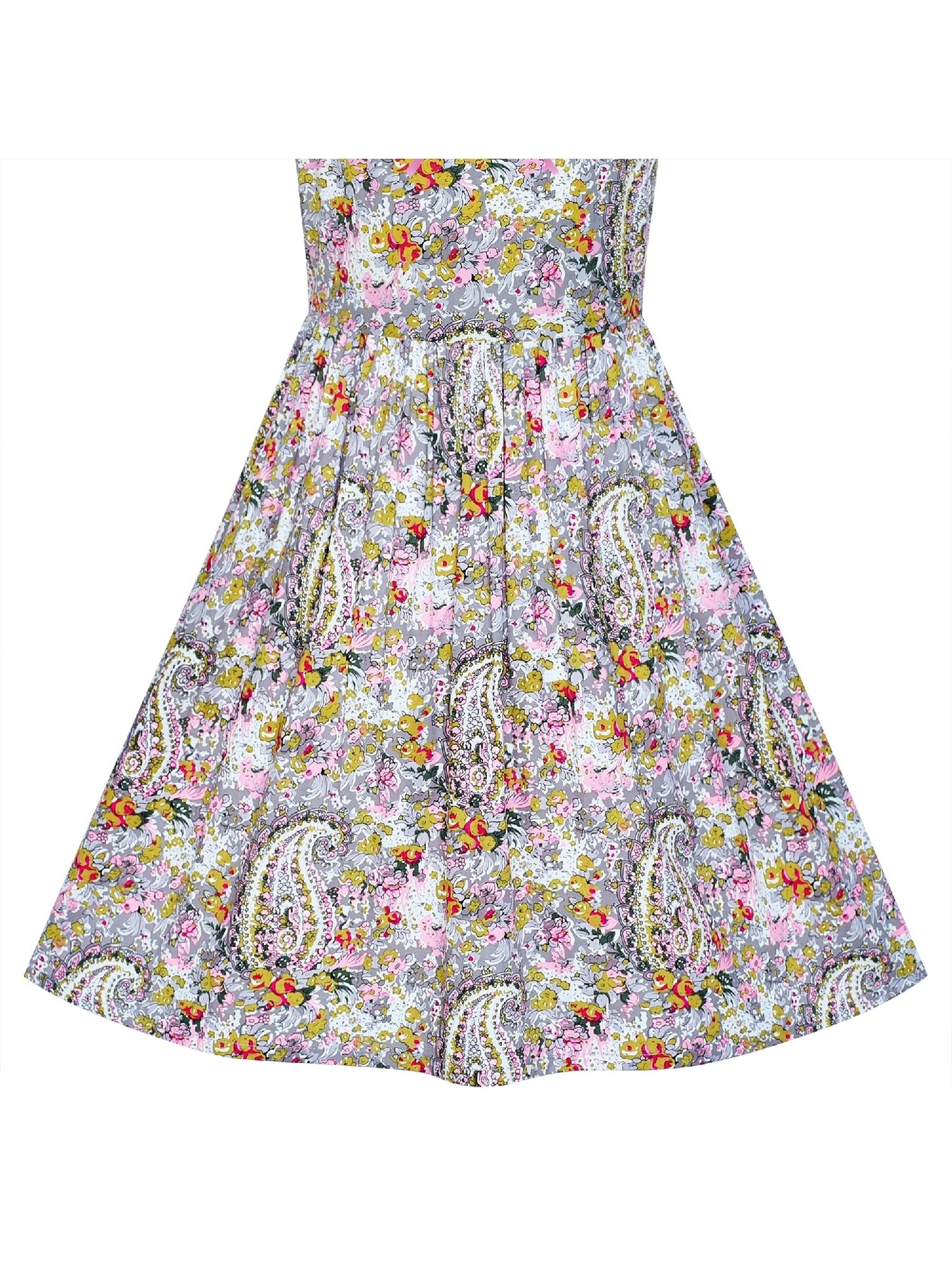Girls Dress Lace Bell Sleeve Paisley Pattern Vintage Multi-Color