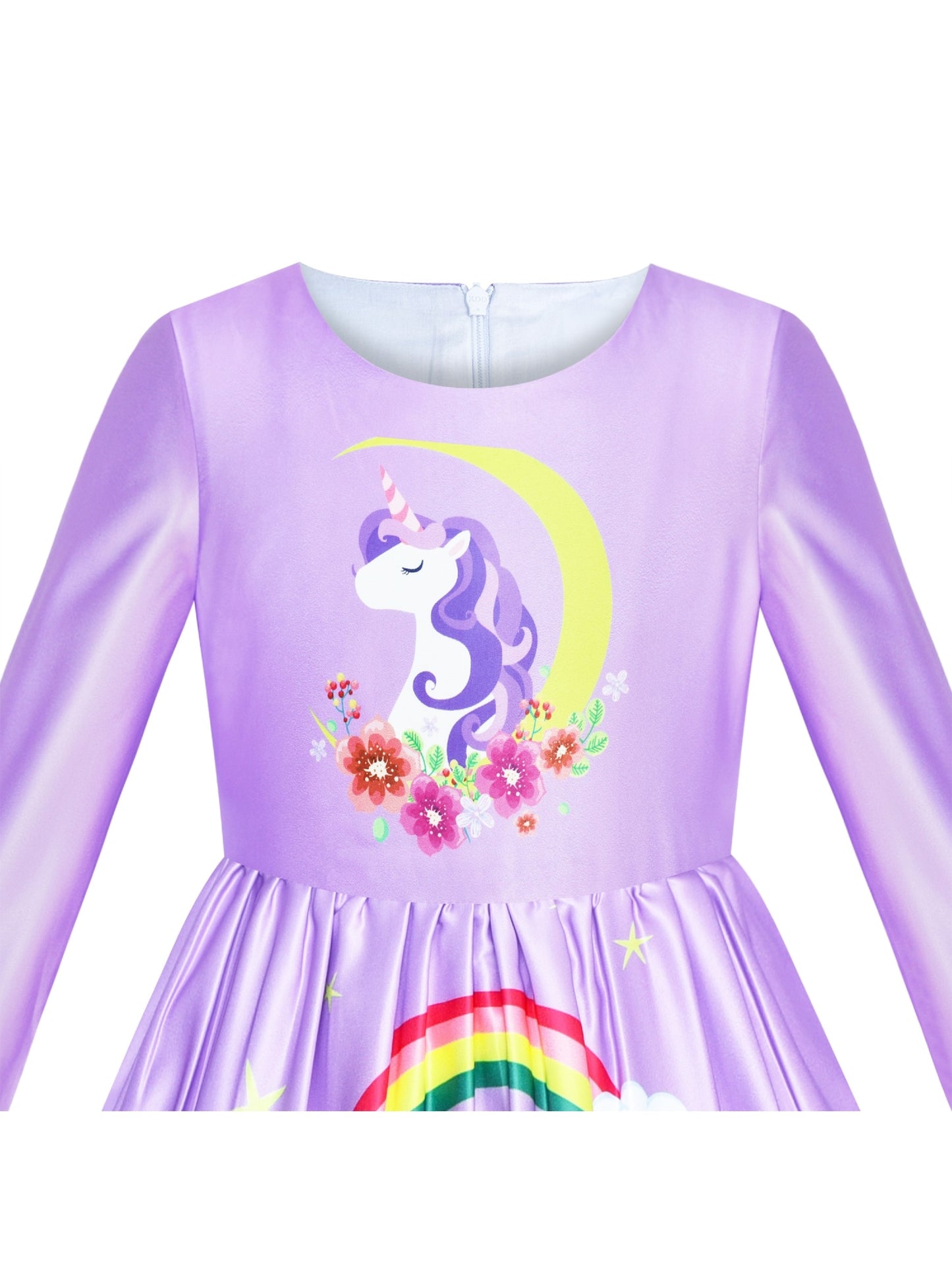 Girls Dress 3/4 Sleeve Christmas Santa Jingle Bell Snow Purple