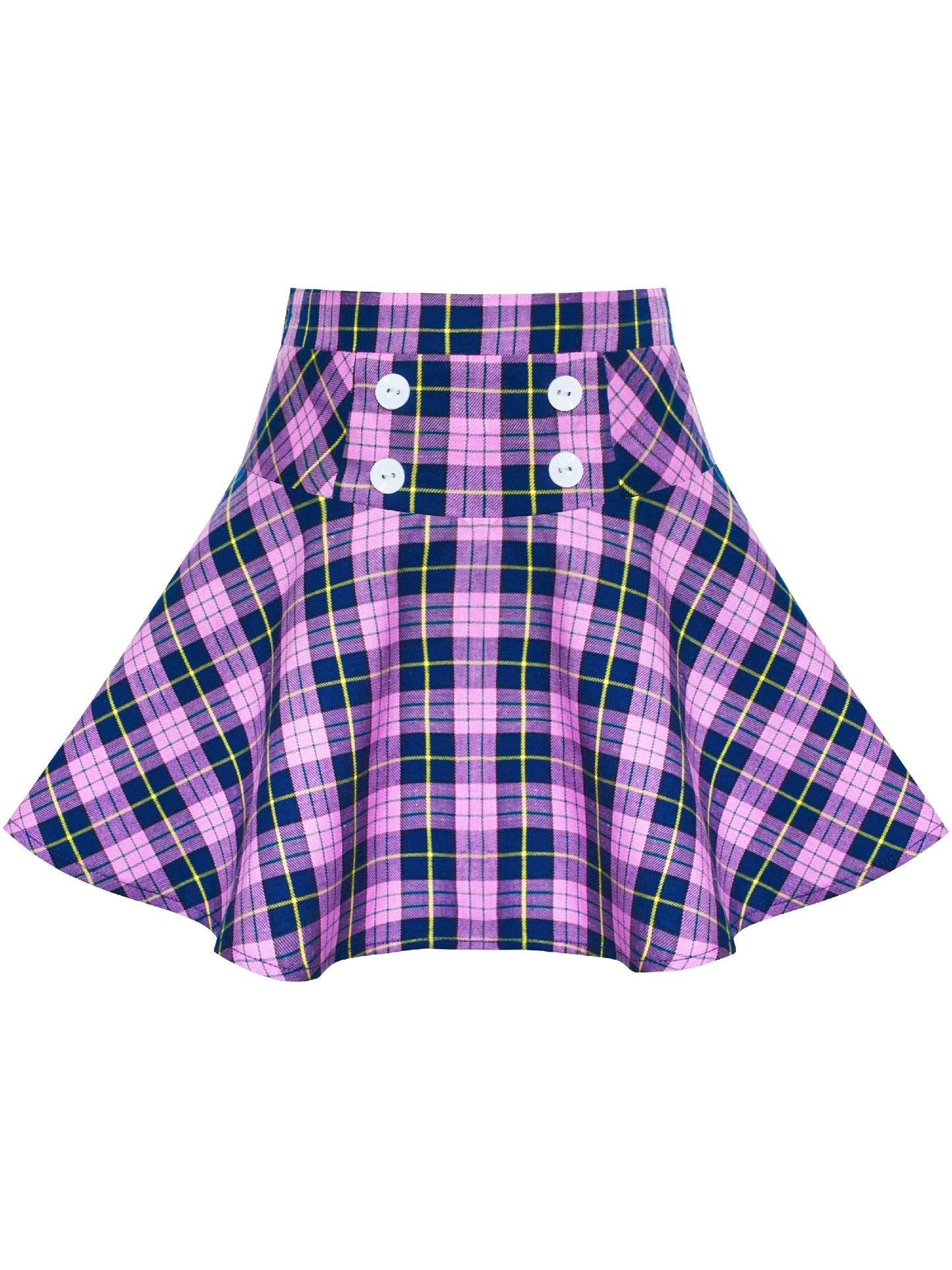 Girls Skirt Back School Uniform Red Tartan Skirt Purple