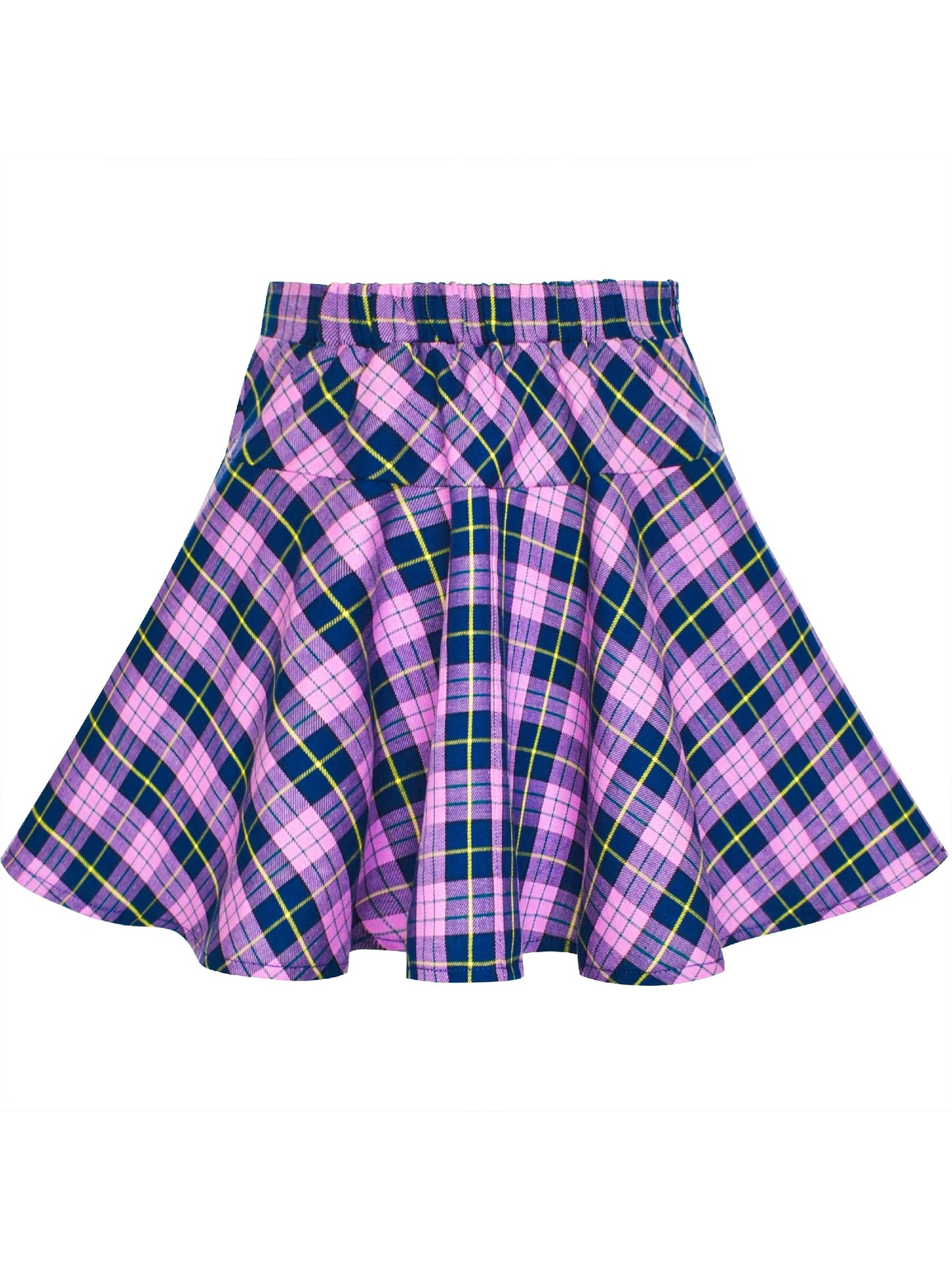 Girls Skirt Back School Uniform Red Tartan Skirt Purple