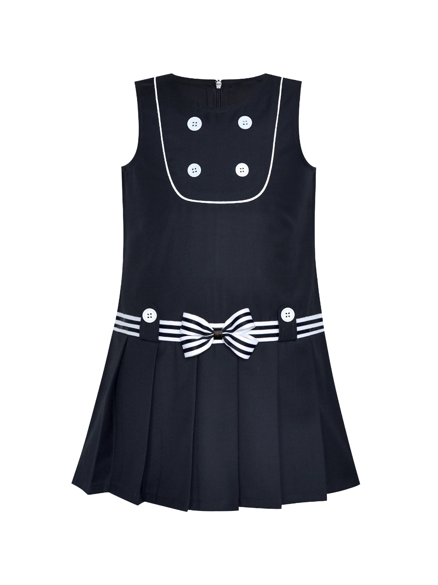 Girls Dress Red Tartan Back School Uniform White Collar Dress Black