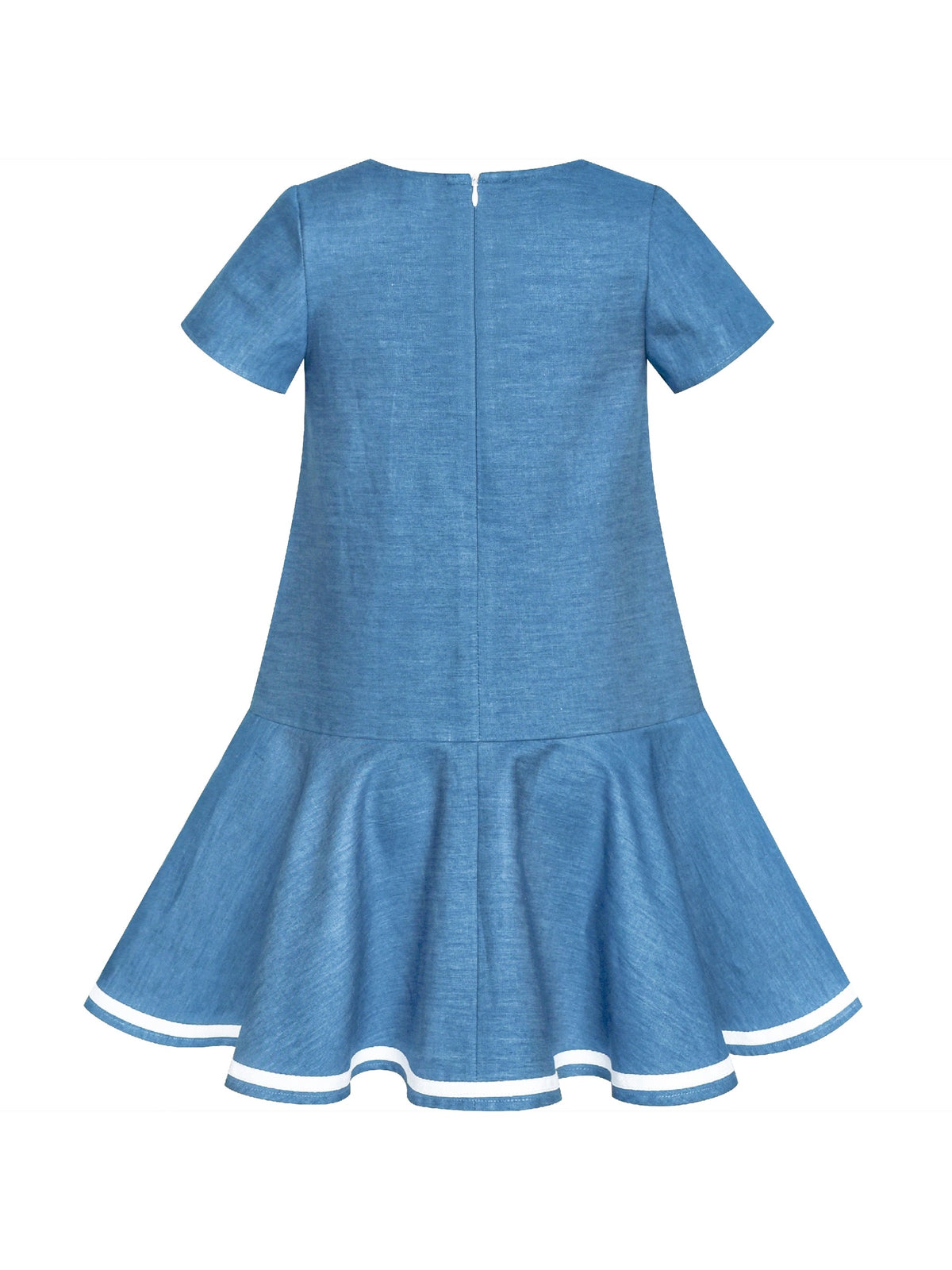 Girls Dress Denim Blue Short Sleeve School Uniform - Denim Blue