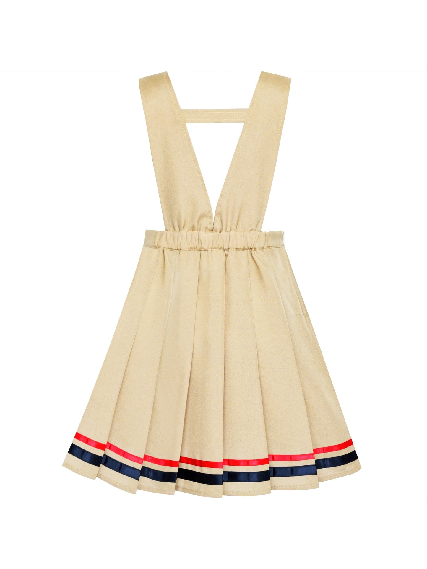 Girls Dress V Neck Pleated Hem School Uniform Yellow