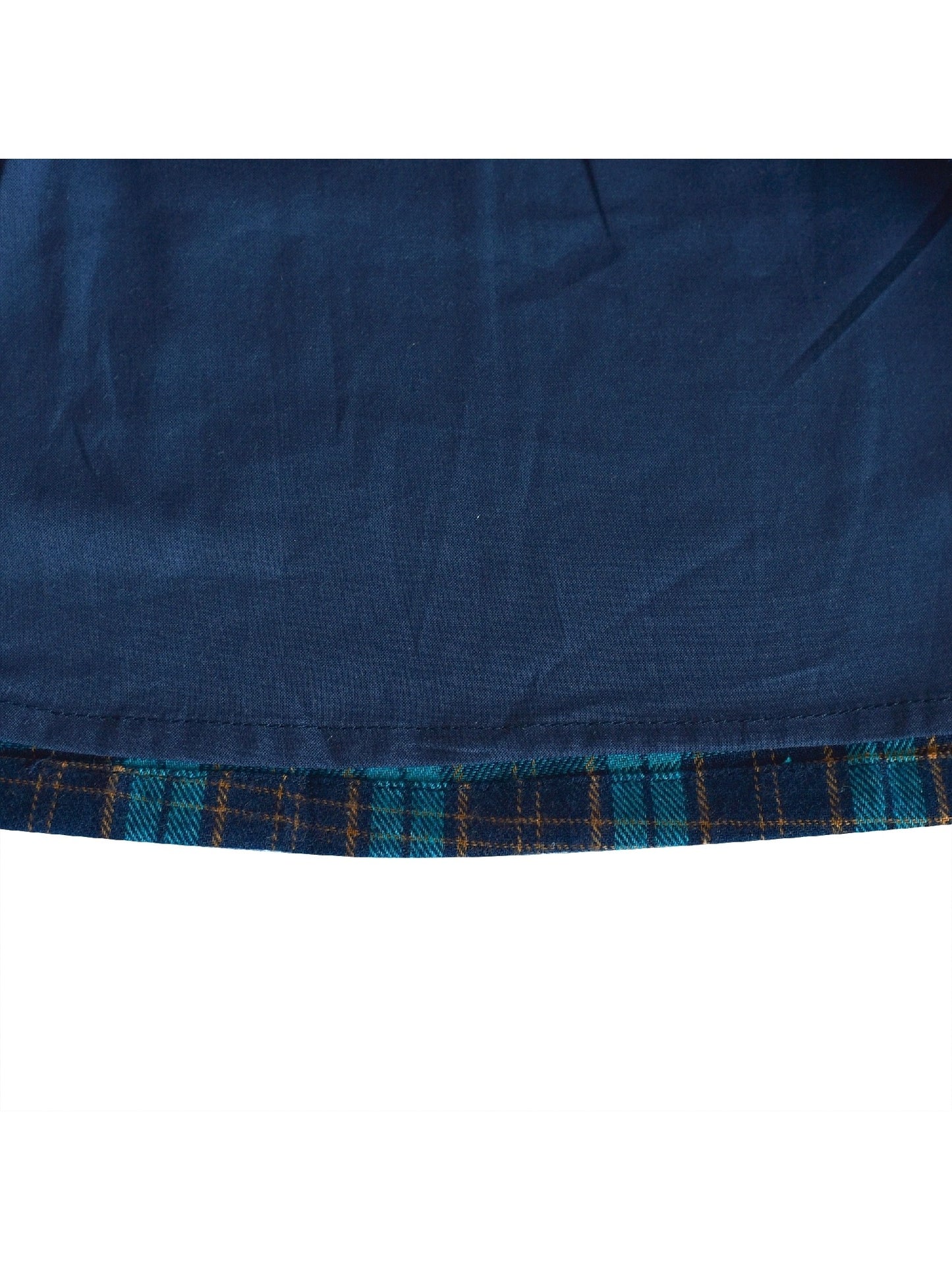 Girls Dress Plaid A-line Bow Tie School Uniform Blue