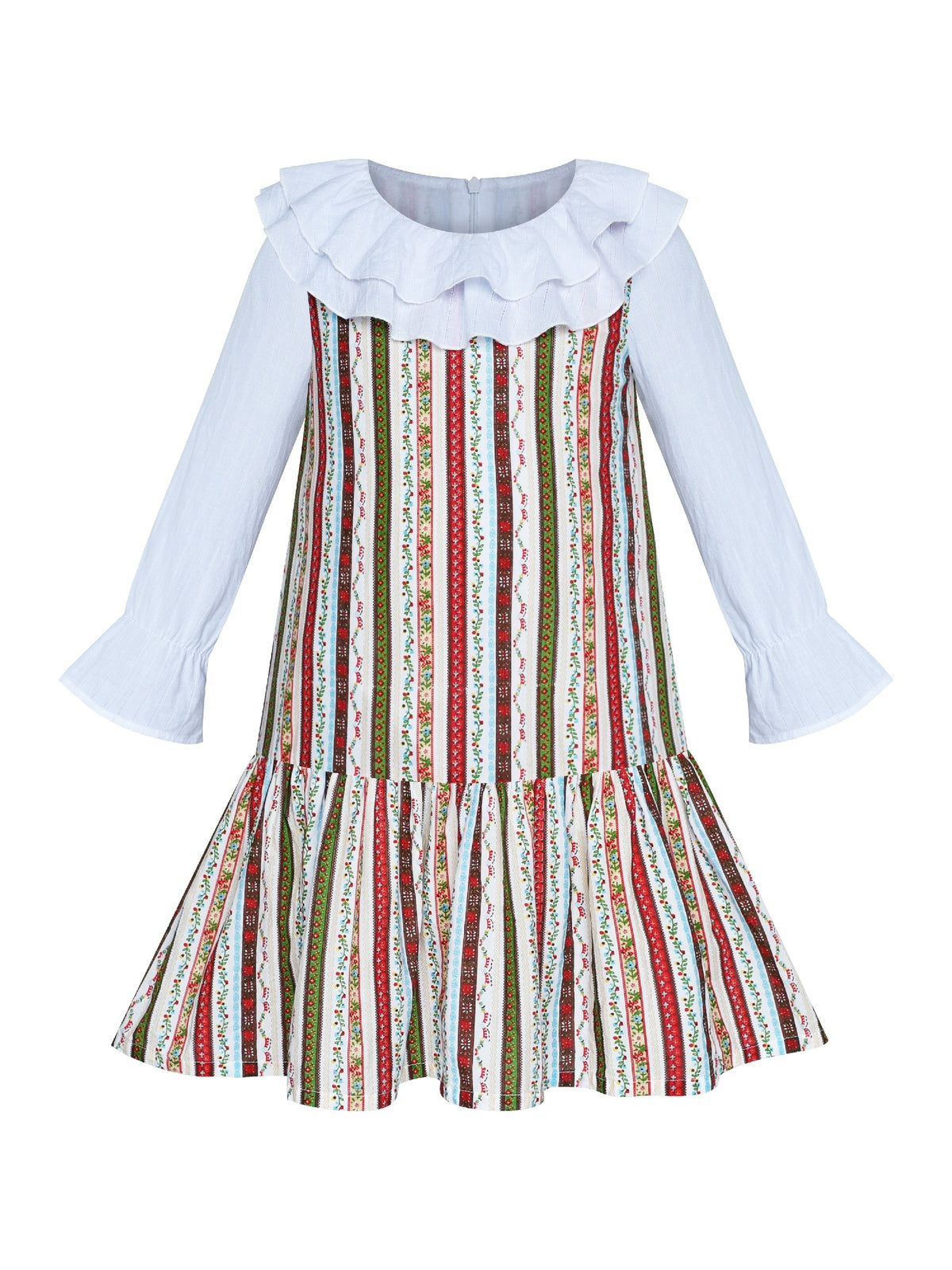 Girls Dress White Collar Back School Cotton Casual - Multi-Color