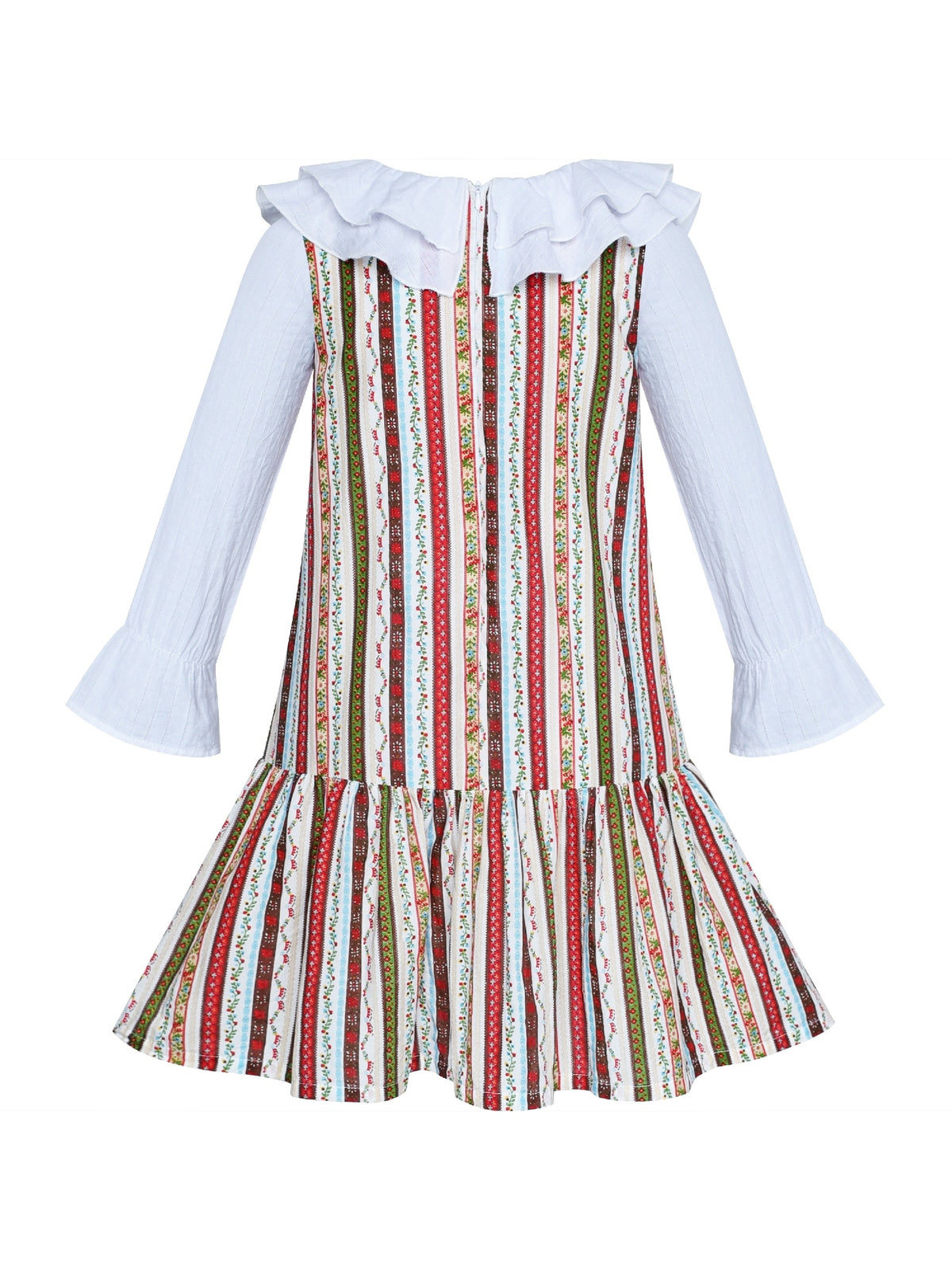 Girls Dress White Collar Back School Cotton Casual - Multi-Color