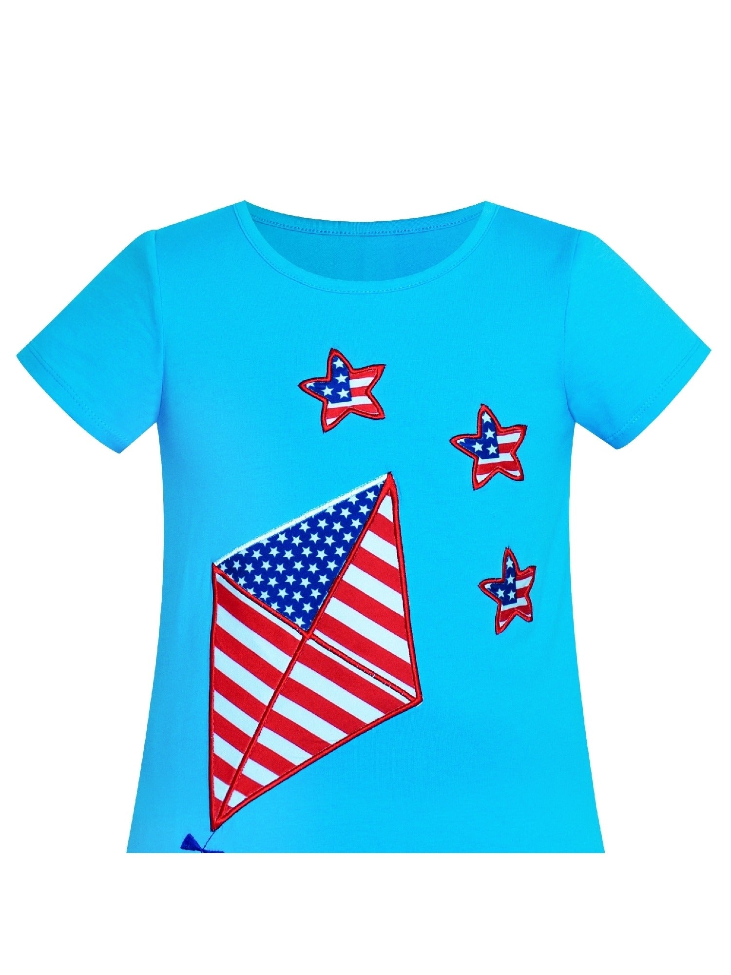 Girls Dress Cotton Green Crocodile Dinosaur Pocket Short Sleeve Blue