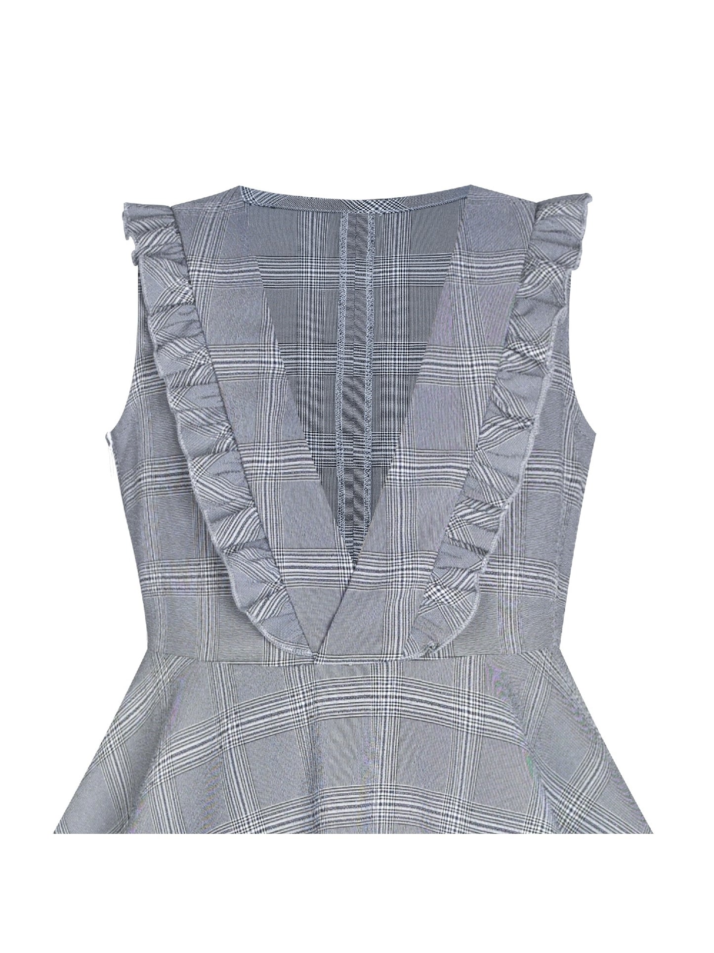 Girls Dress V Neck Pleated Hem Back School Uniform Gray Gray