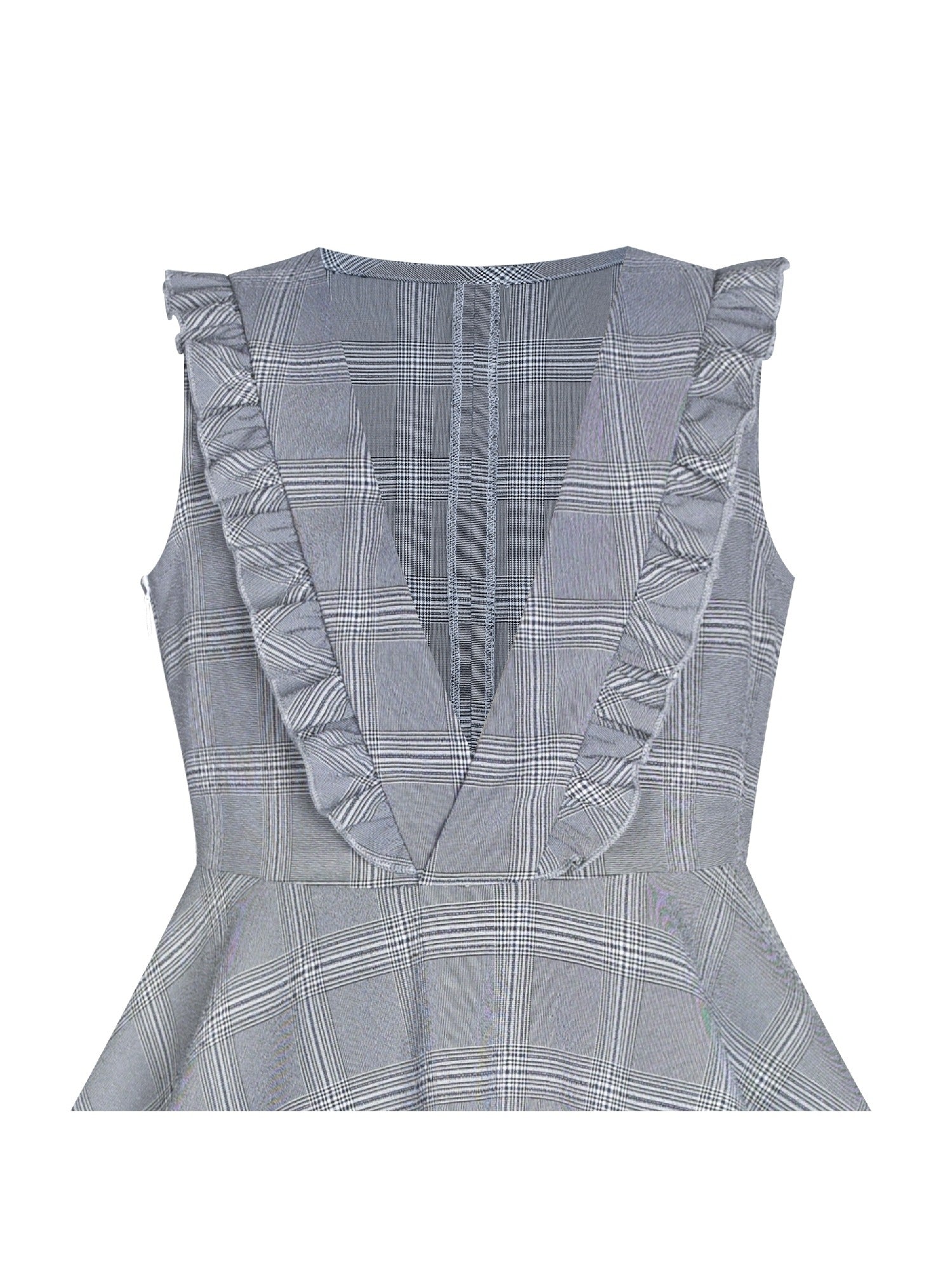 Girls Dress V Neck Pleated Hem Back School Uniform Gray Gray