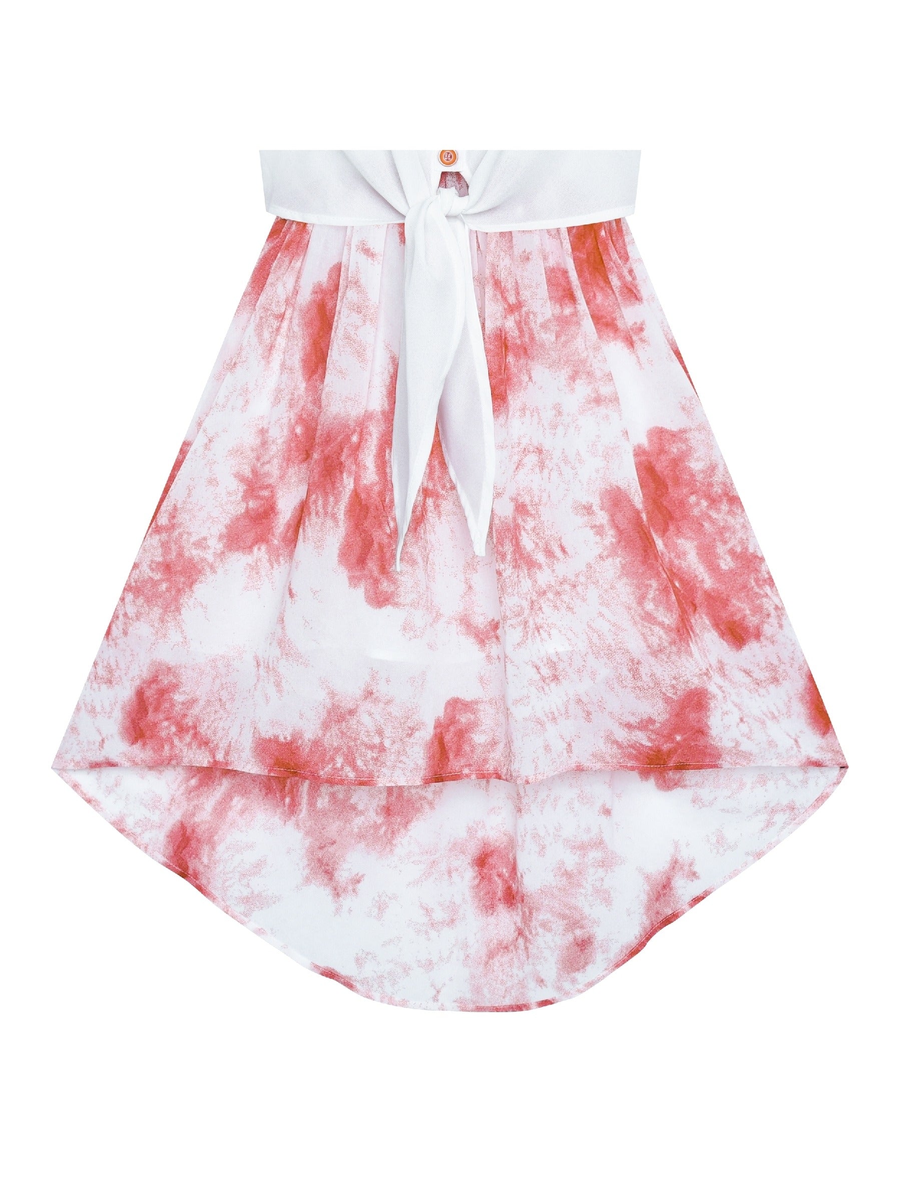 Girls Dress Lace to Chiffon Striped Black White Tied Waist Red