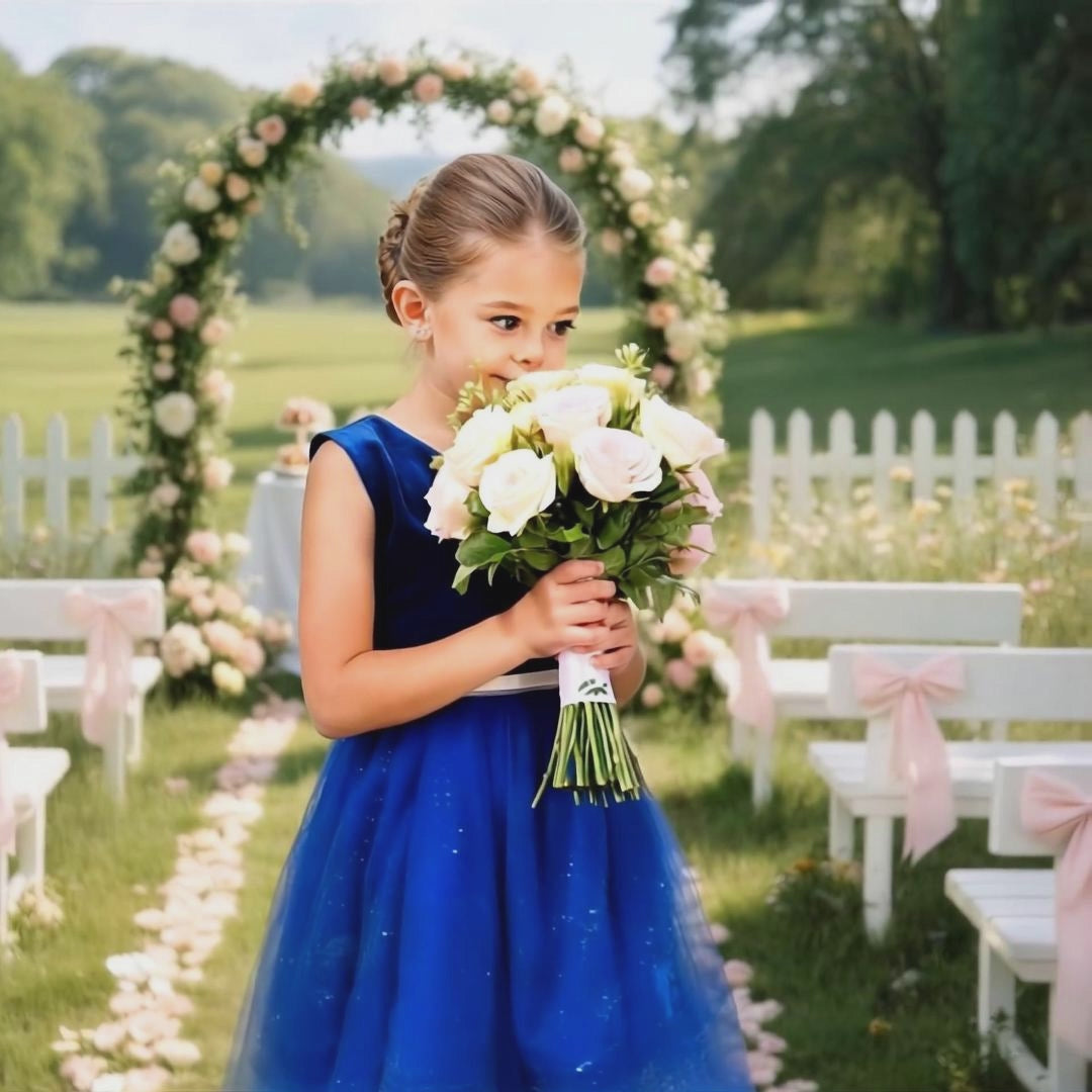 Girls Dress Purple V-neck Backless Glitter Tulle Pageant Wedding Princess video