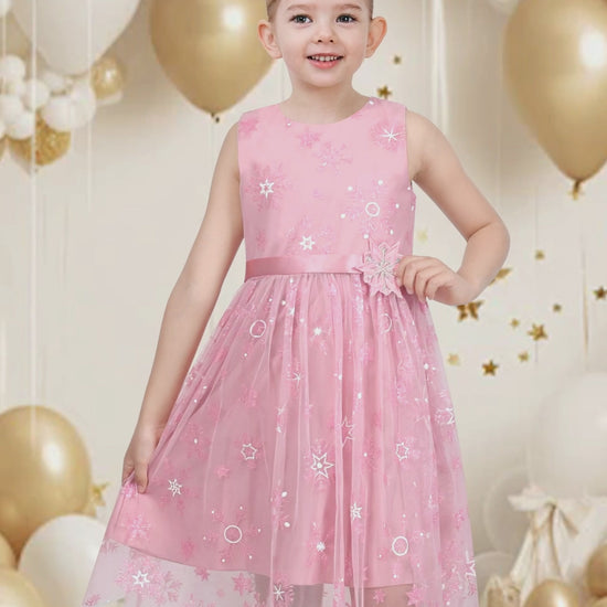 Sunny Fashion Girls Pink Snowflake Star Tulle Dress video