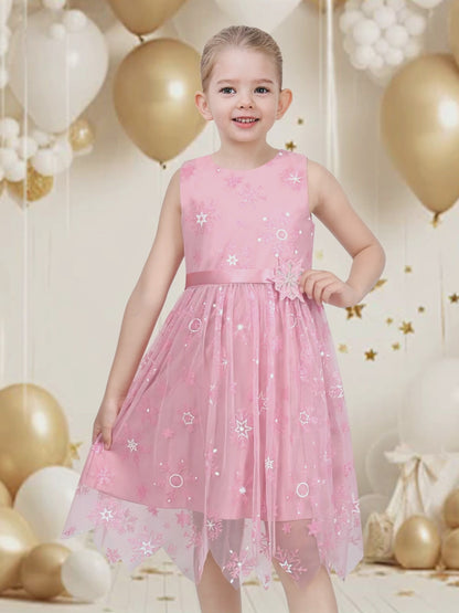 Sunny Fashion Girls Pink Snowflake Star Tulle Dress video