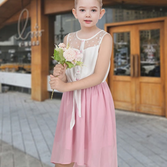 Girls Dress Lace to Chiffon Striped Black White Tied Waist video