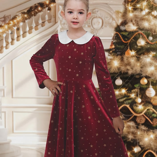 Girls Dress Pink Sequin Butterfly Vintage Long Sleeve Casual Warm Winter video