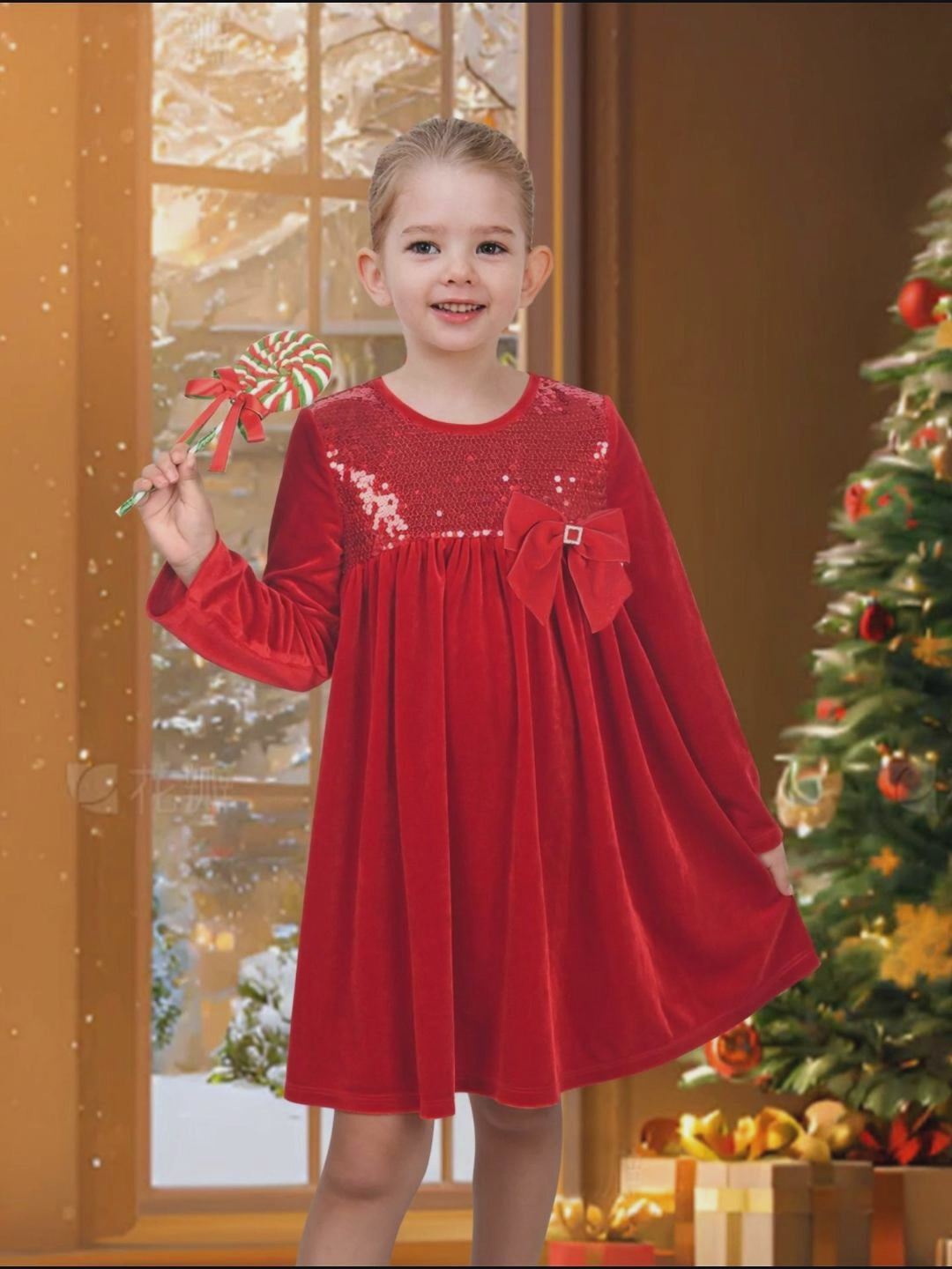 Girls Dress Red Christmas Stockings Xmas Candy Canes New Year video