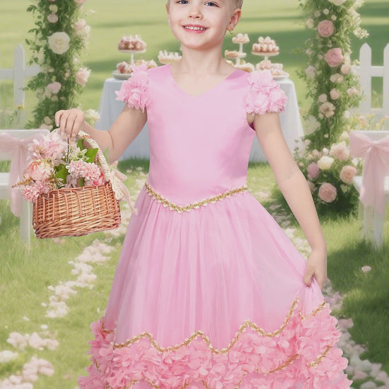 Flower Girls Dress Short Sleeve Applique Embroidery Wedding Party Pageant Dresses video
