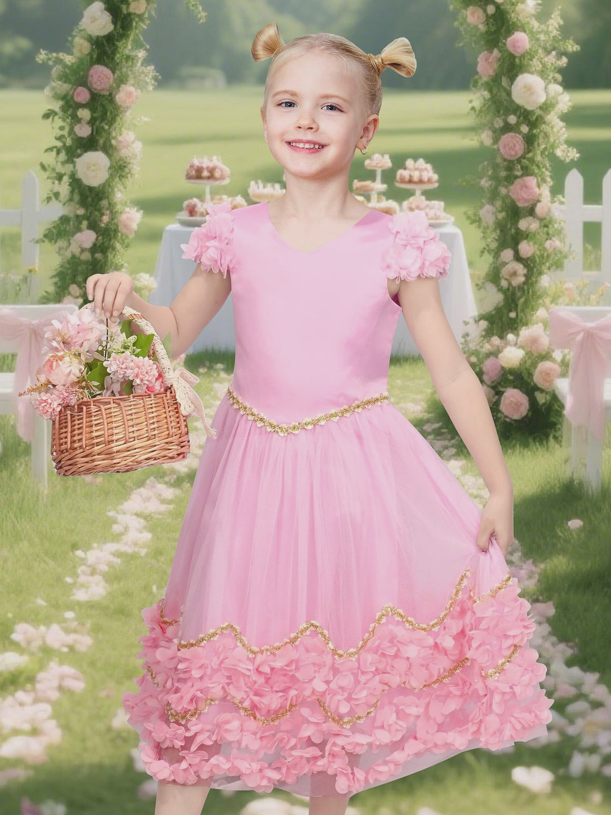Flower Girls Dress Short Sleeve Applique Embroidery Wedding Party Pageant Dresses video