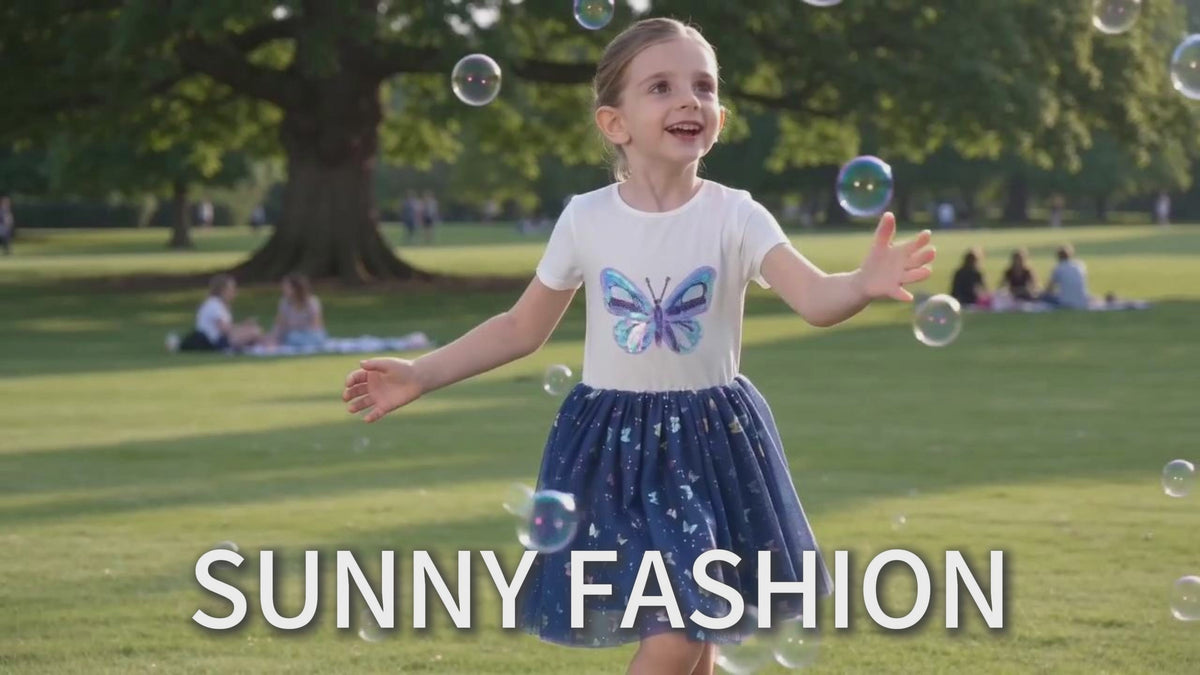 Girls Dress Dancing Girl Print Tutu Short Sleeve Sundress video