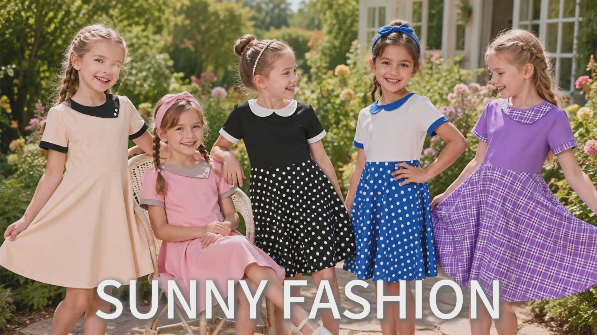 Girls Dress Tan Beige Asymmetric Collar Knit Preppy School Family Short Sleeve video