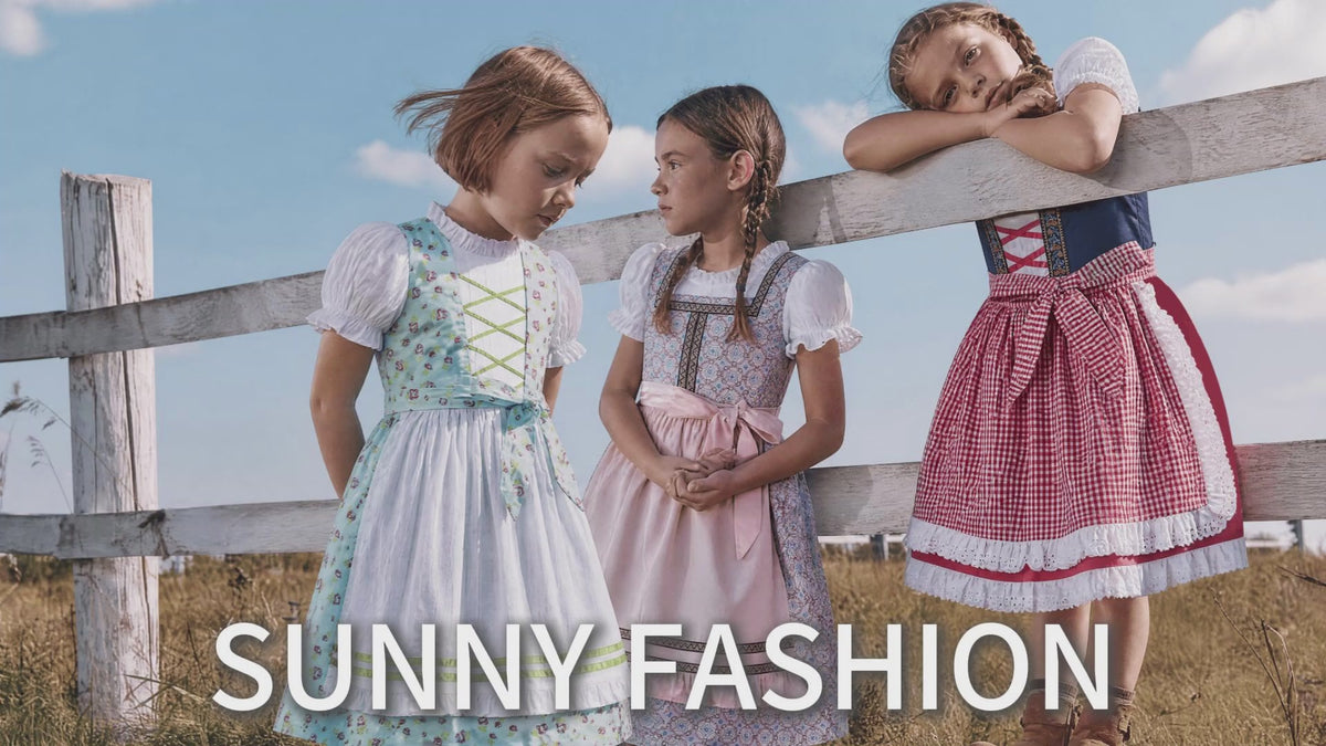 Sunny Fashion Bavarian Oktoberfest Vintage Floral Dirndl Girls Dress with Apron – Bavarian Oktoberfest Style video
