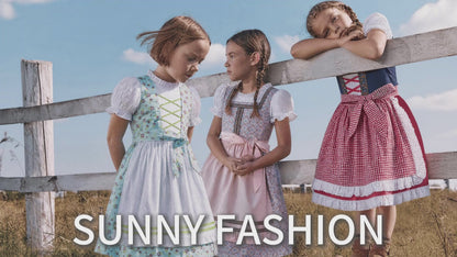 Sunny Fashion Bavarian Oktoberfest Vintage Floral Dirndl Girls Dress with Apron – Bavarian Oktoberfest Style video