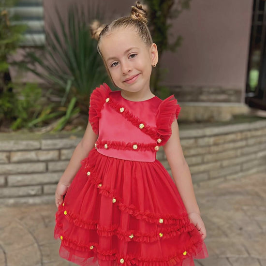 Girls Dress Black Gold Line Shiny Applique Princess Party Flare Sleeve video