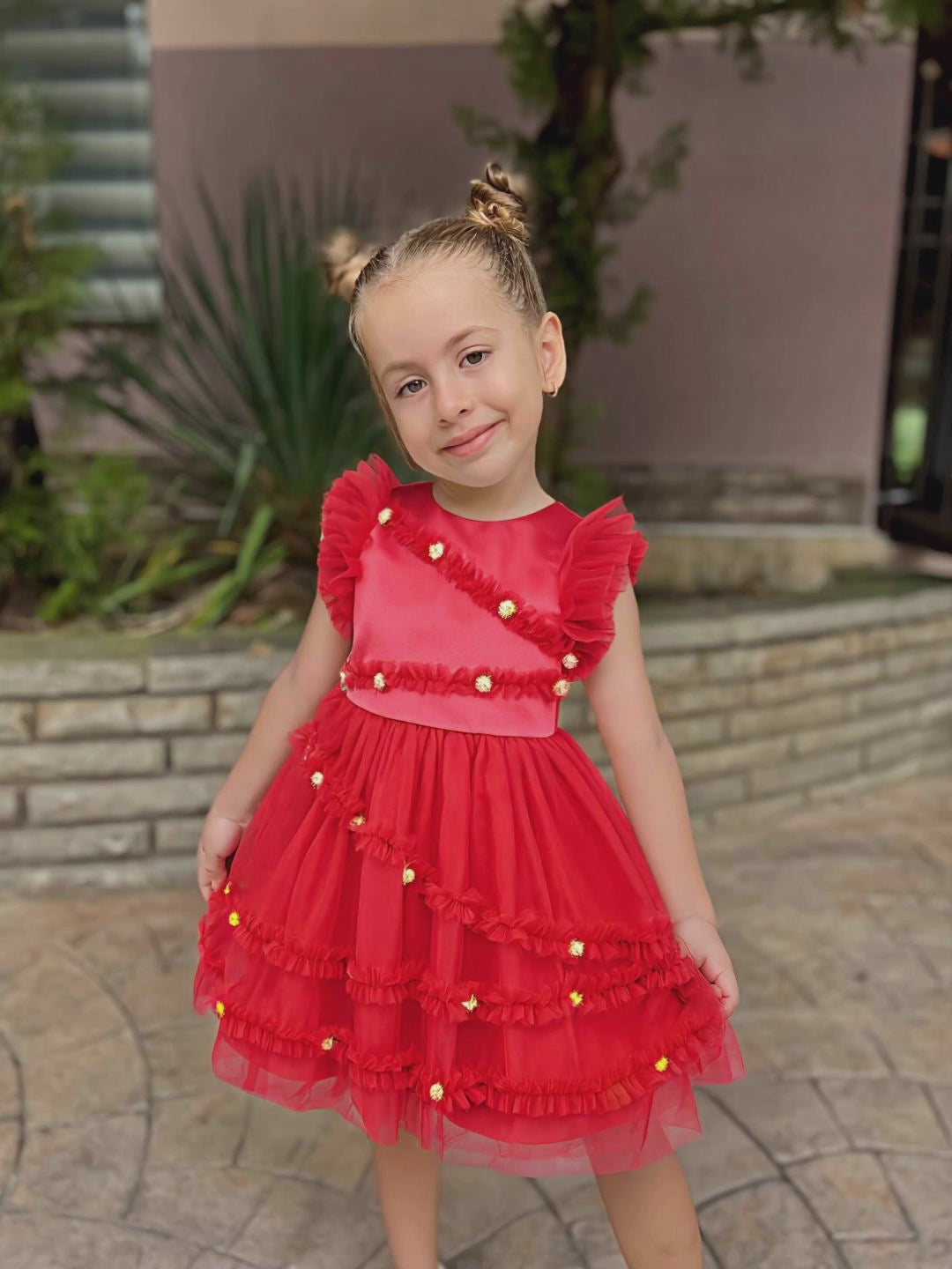 Girls Dress Black Gold Line Shiny Applique Princess Party Flare Sleeve video