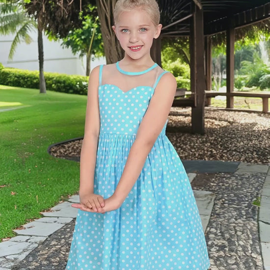 Girls Dress Transparent Shoulder Checkered Plaid Hot Pink Party Sundress video