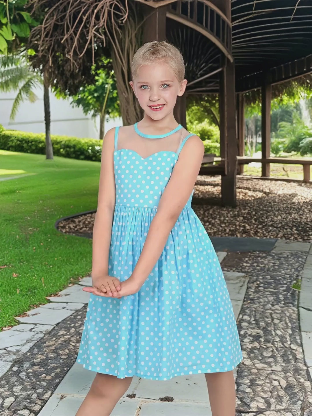 Girls Dress Transparent Shoulder Checkered Plaid Hot Pink Party Sundress video