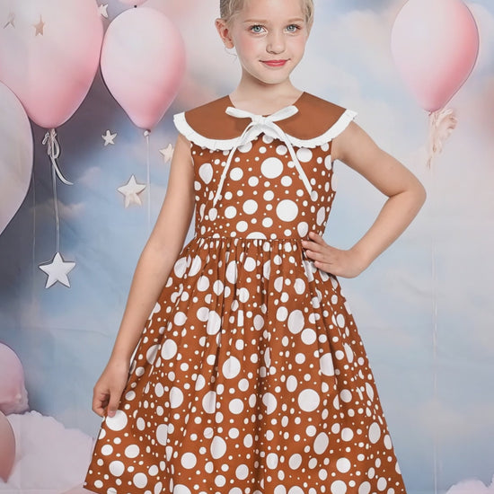 Girls Dress Pink Polka Dot Pocket Button School Summer Sleeveless Cotton video