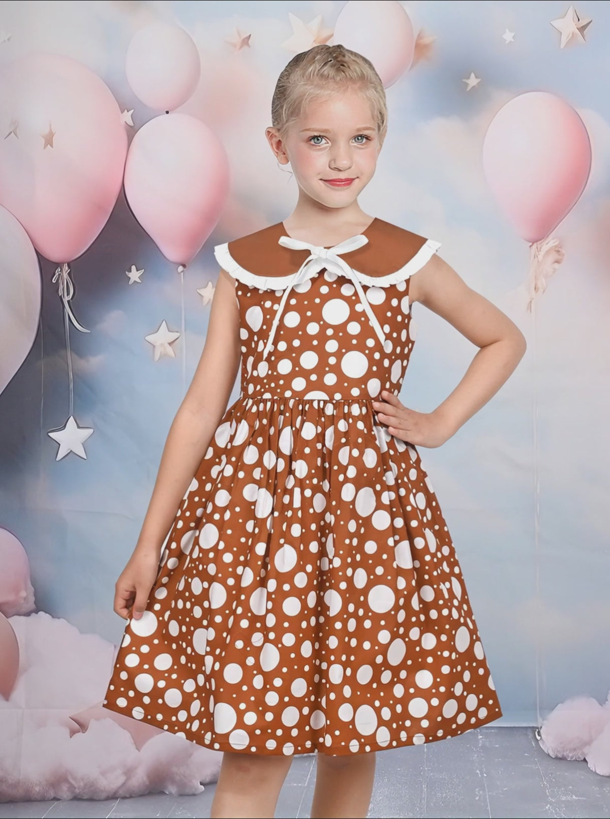 Girls Dress Pink Polka Dot Pocket Button School Summer Sleeveless Cotton video