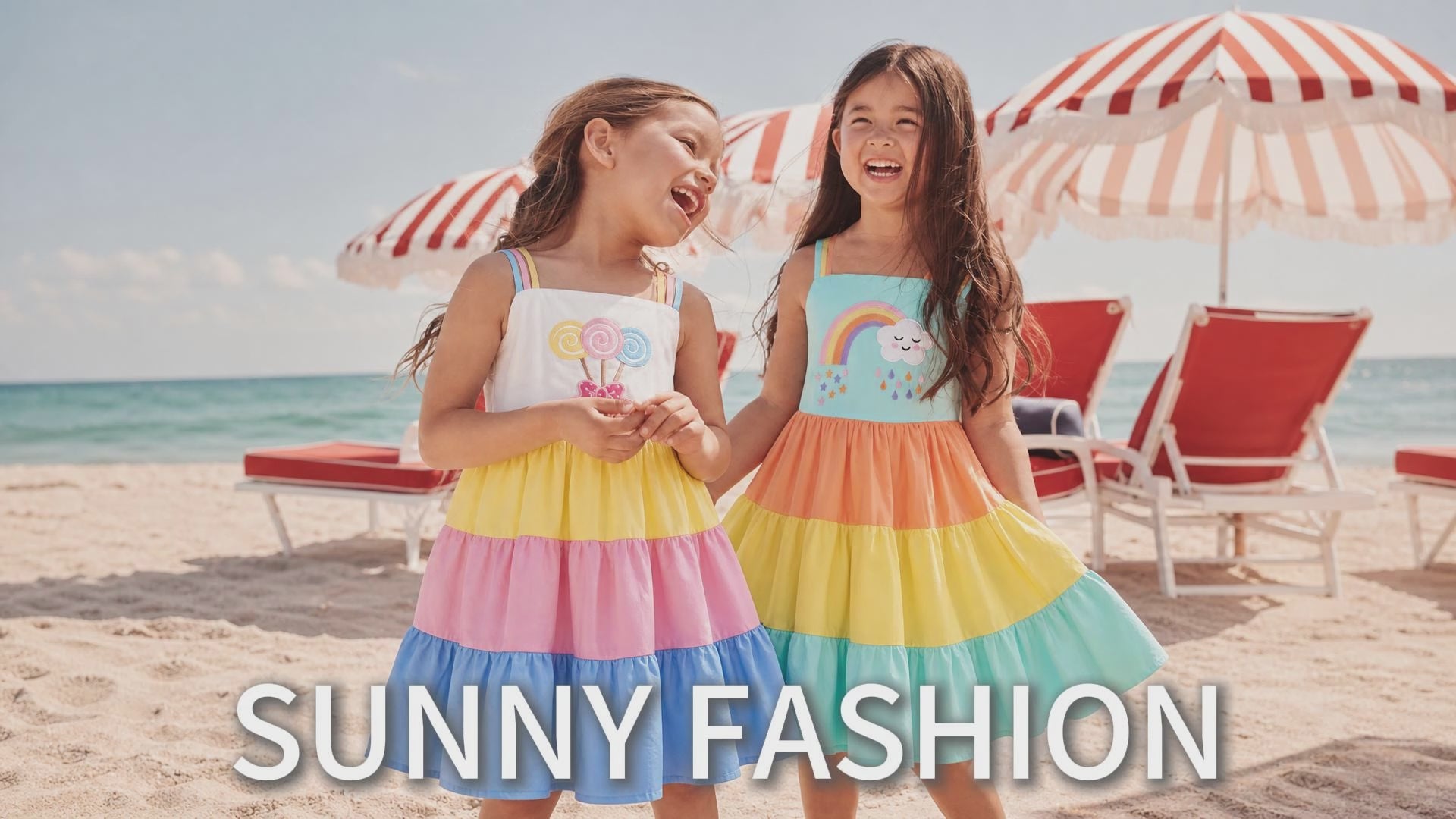 Girls Dress Purple Unicorn Rainbow Striped Suspender Sleeveless Summer video