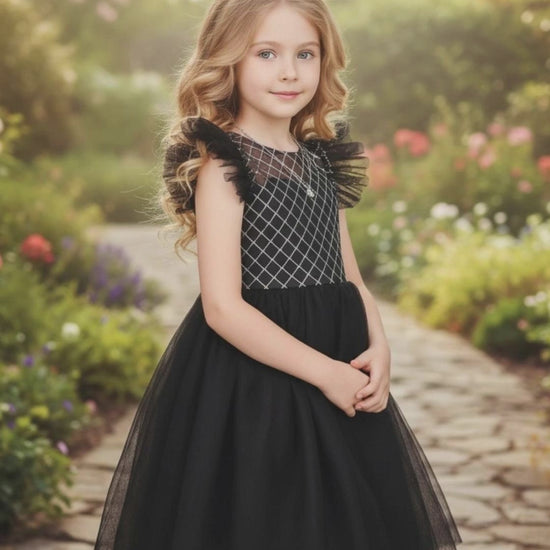 Girls Dress White Lace Mesh Diamond Pearl Flying Sleeve Formal Wedding video