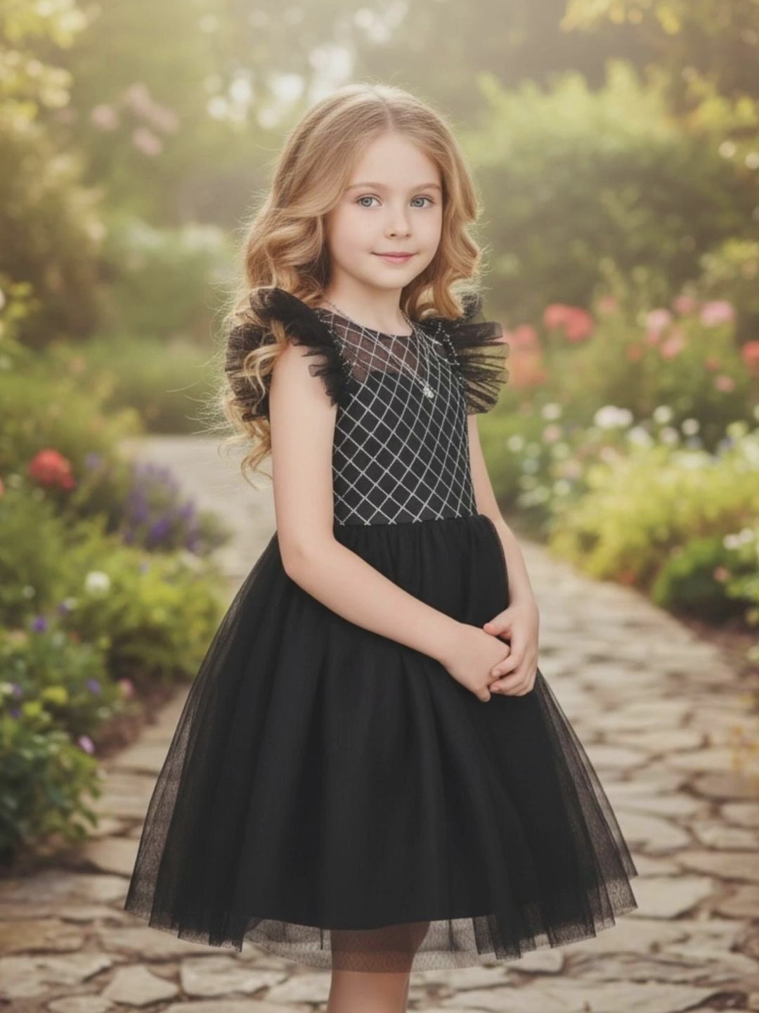 Girls Dress White Lace Mesh Diamond Pearl Flying Sleeve Formal Wedding video