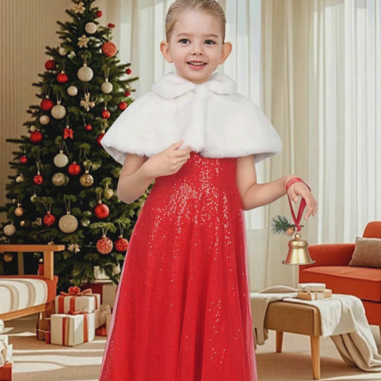 Girls Faux Fur Jacket White Shawl Wrap Bolero Princess Christmas Party Cover Up Warm video