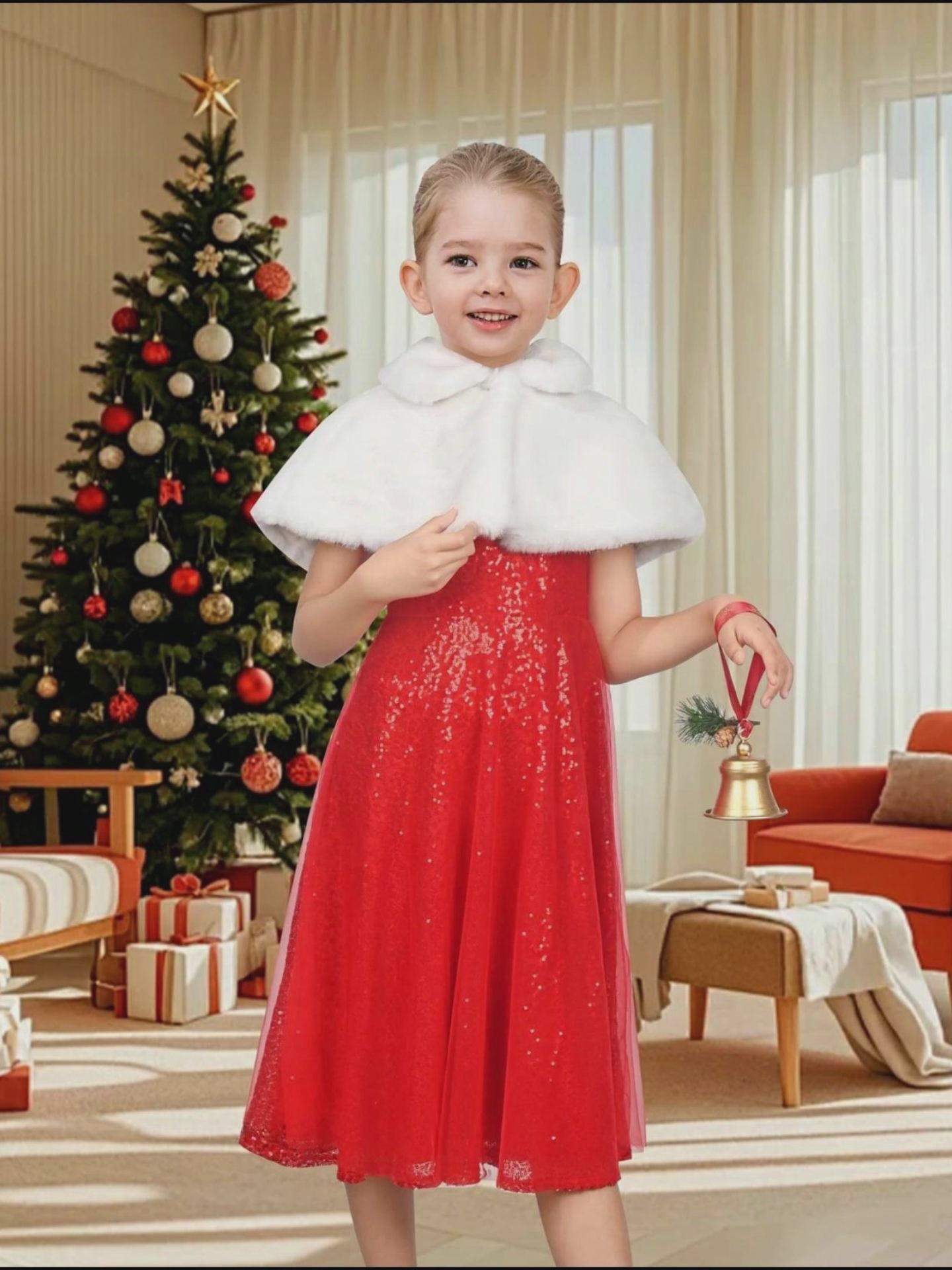 Girls Faux Fur Jacket White Shawl Wrap Bolero Princess Christmas Party Cover Up Warm video