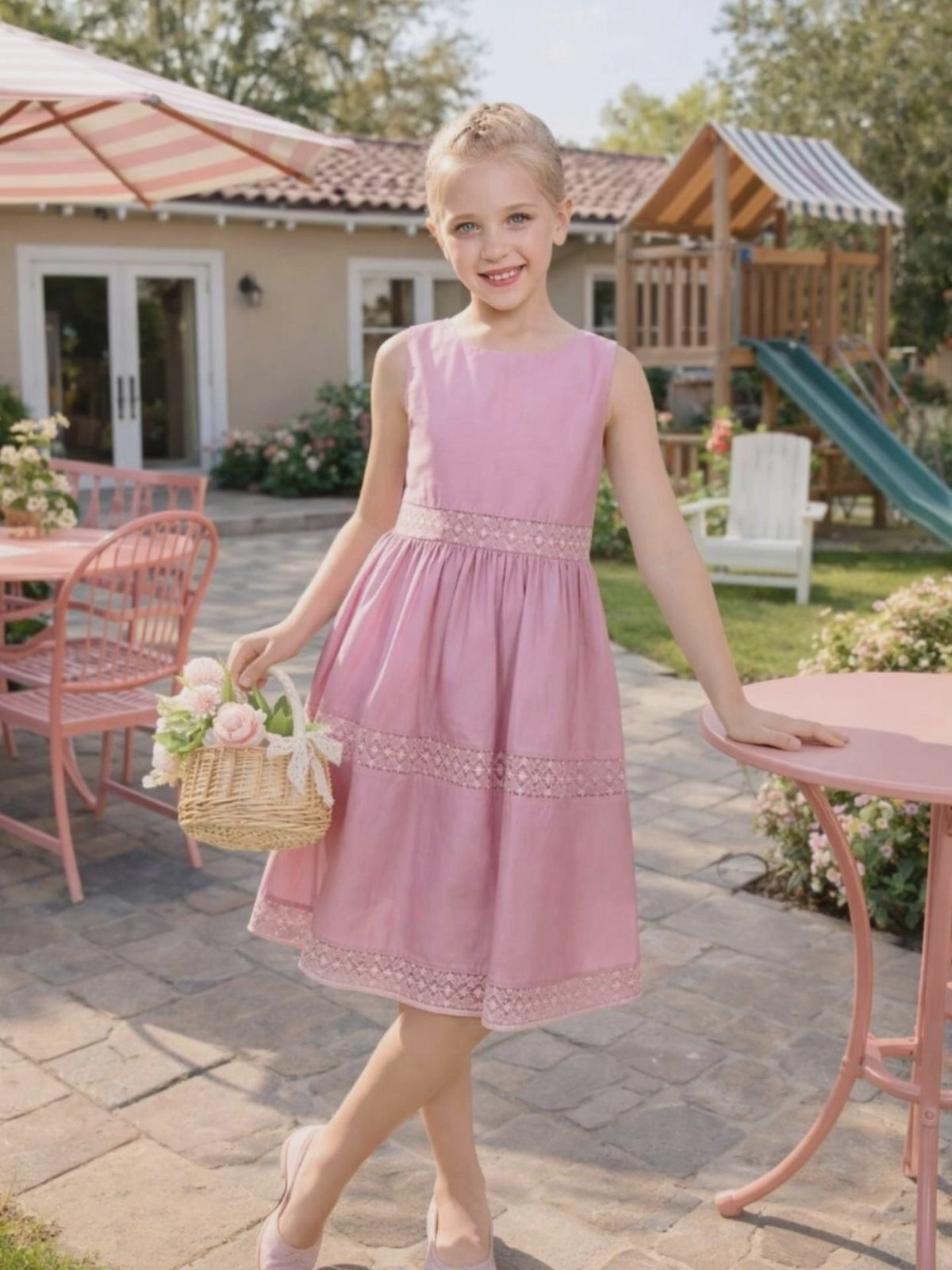 Flower Girls Dress Lace Trim Bow Communion Wedding Baptism Ceremony Birthday Formal video