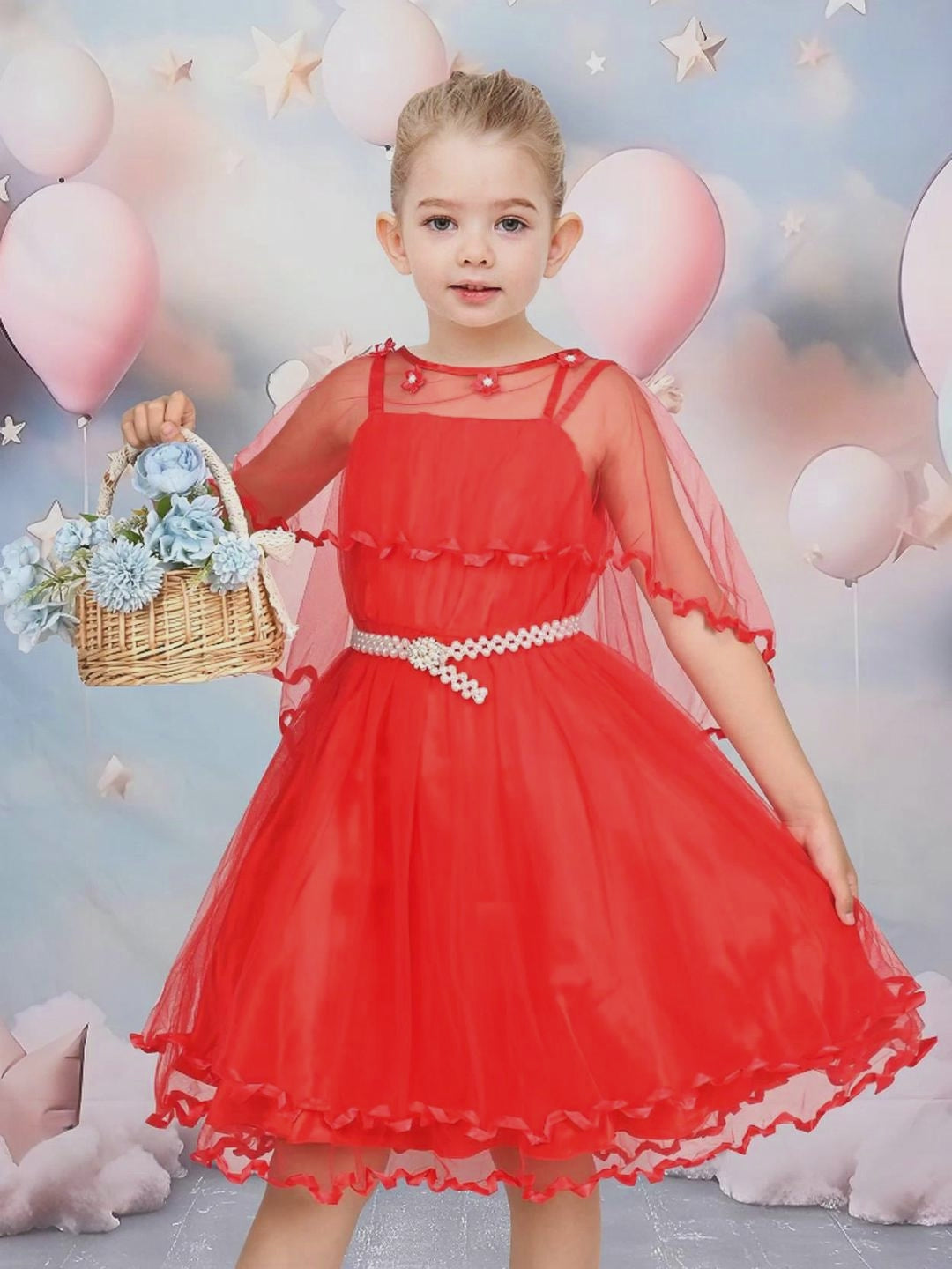 Flower Girls Dress Tulle Spaghetti Strap Pearl Ruffle Hem Wedding Bridesmaid Green video
