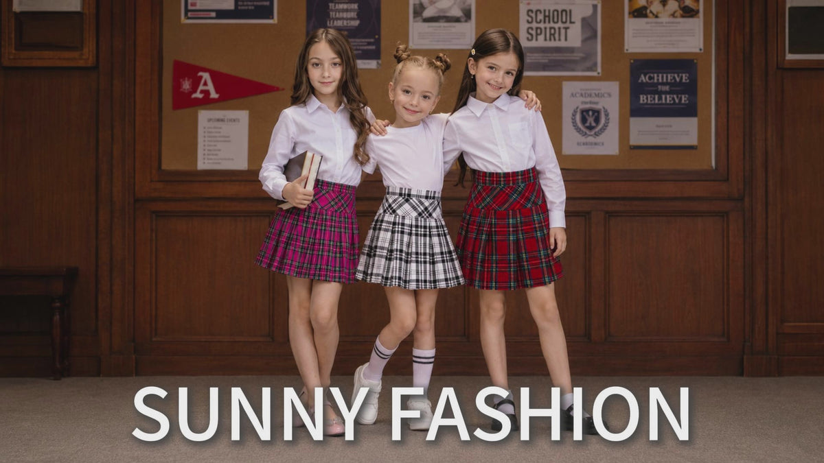 Girls Skirt Back School Uniform Red Tartan Skirt video