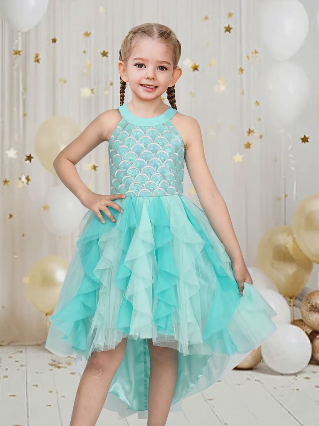 Sunny Fashion Girls Pink Sequin Hi-Lo Party Dress video