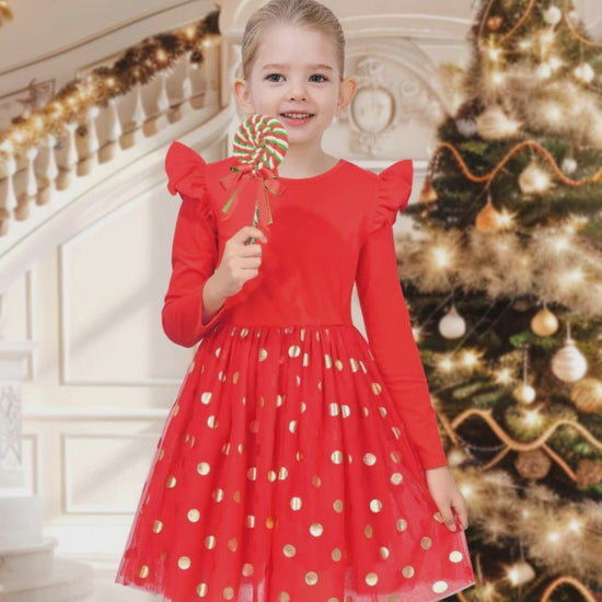 Girls Dress Sequin Stripe Ruffle Fairy Rainbow Colorful Long Sleeve video