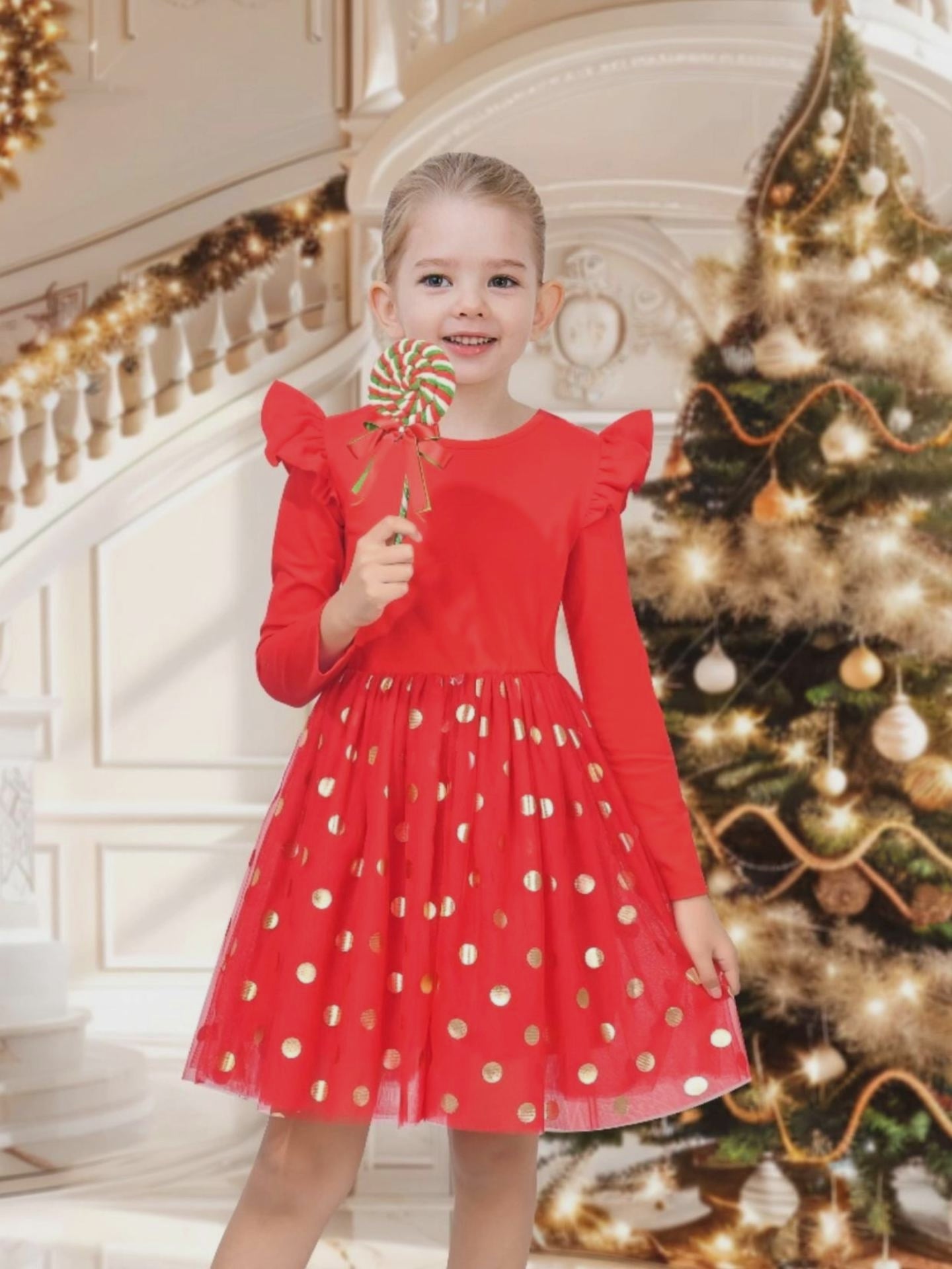 Girls Dress Sequin Stripe Ruffle Fairy Rainbow Colorful Long Sleeve video