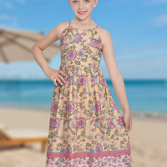 Girls Dress Tie Back Blue Butterfly Casual Dress Party video
