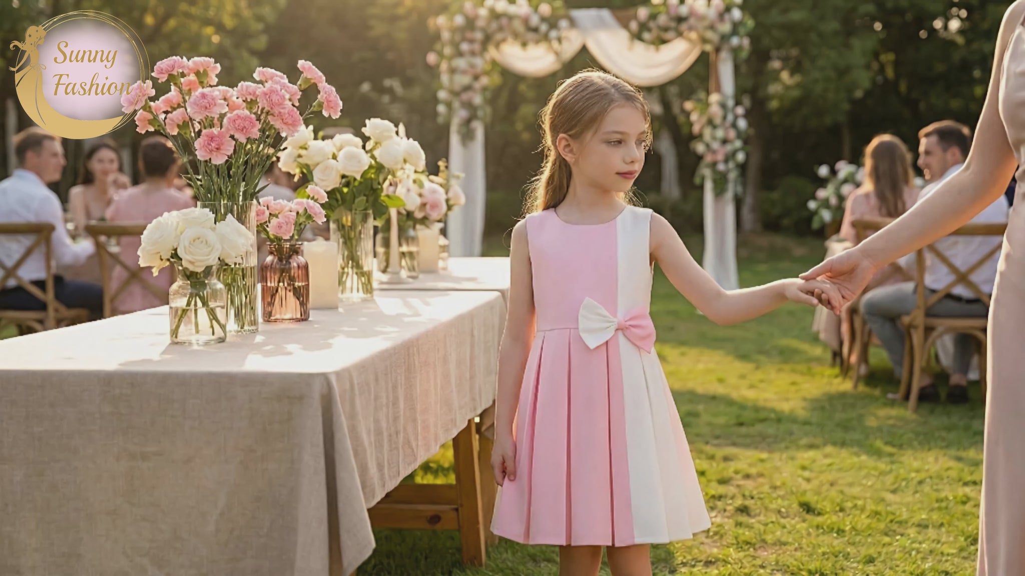 Girls Dress Color Block Contrast Bow Tie Everyday Party video