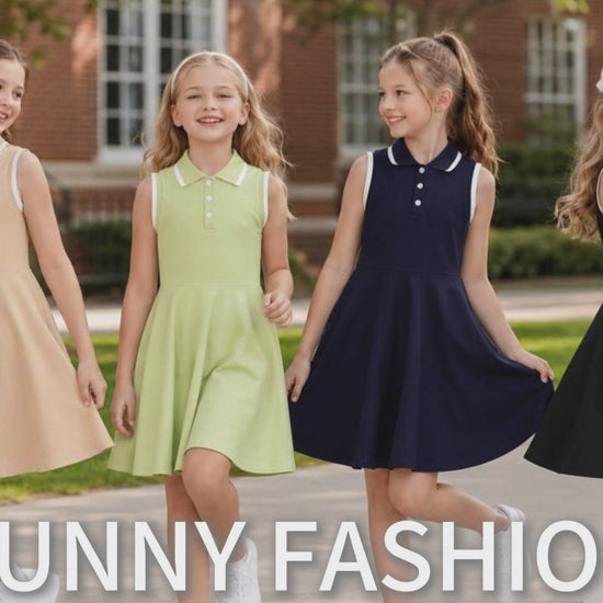Girls Dress Knit Polo Collar Student Classic Casual Back to School Everyday video