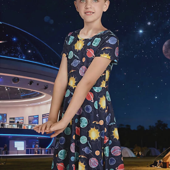 Girls Dress Blue Unicorn Short Sleeve Casual Dress video
