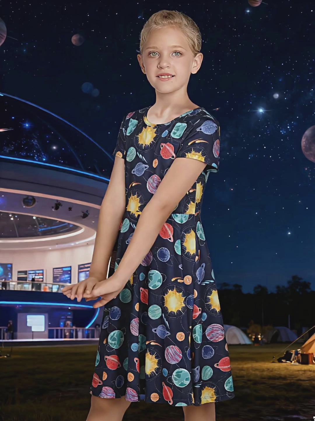 Girls Dress Blue Unicorn Short Sleeve Casual Dress video