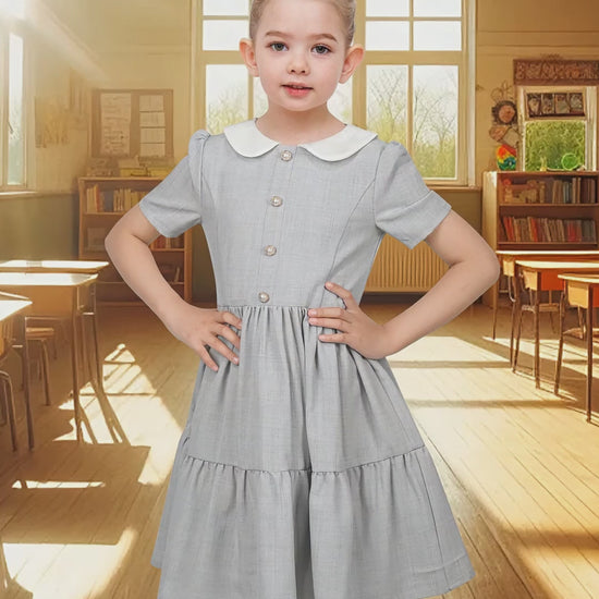 Girls Dress Purple Rainbow White Collar Short Sleeve Casual Birthday video