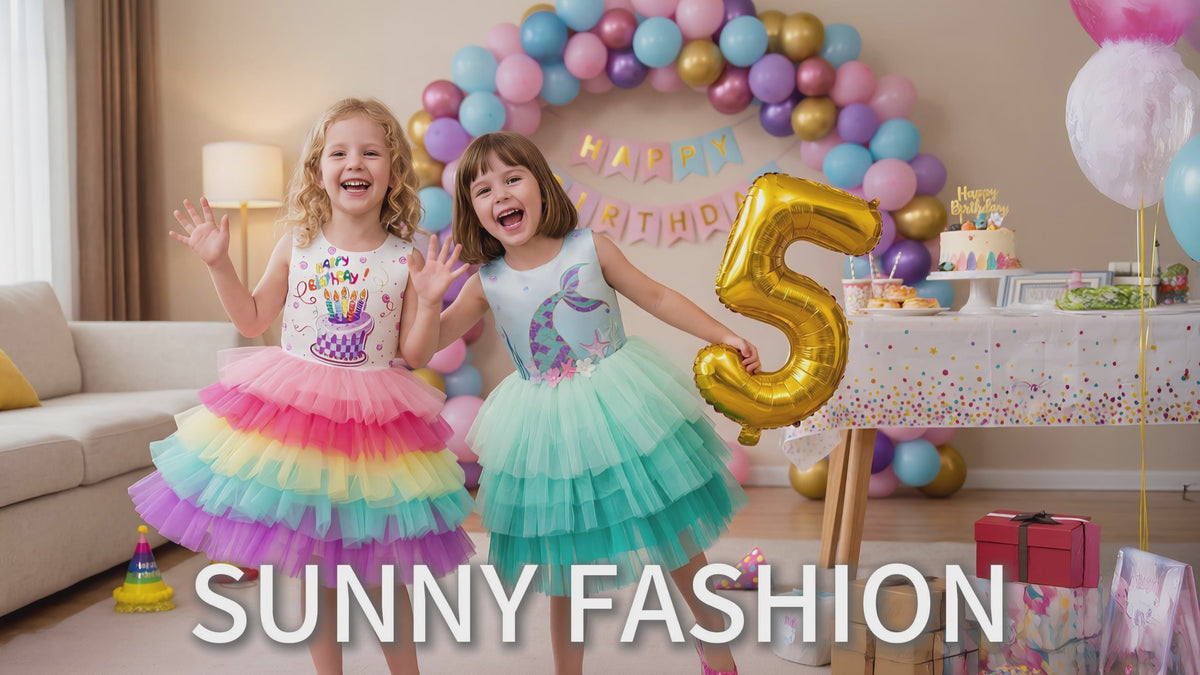 SUNNY FASHION Pink Cake Birthday Princess Dress video
